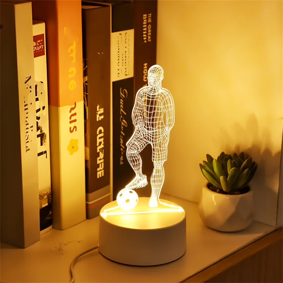 3D Soccer Player LED Table Lamp with USB Power