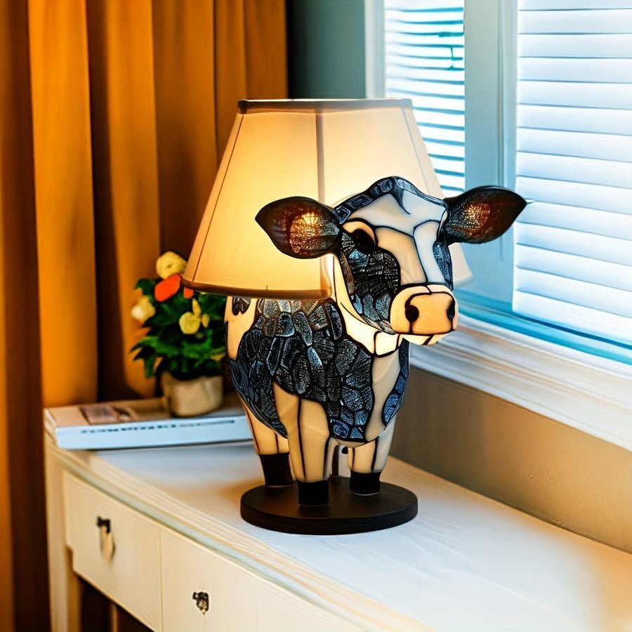 Creative Cow Table Lamp - USB Powered Resin Night Light