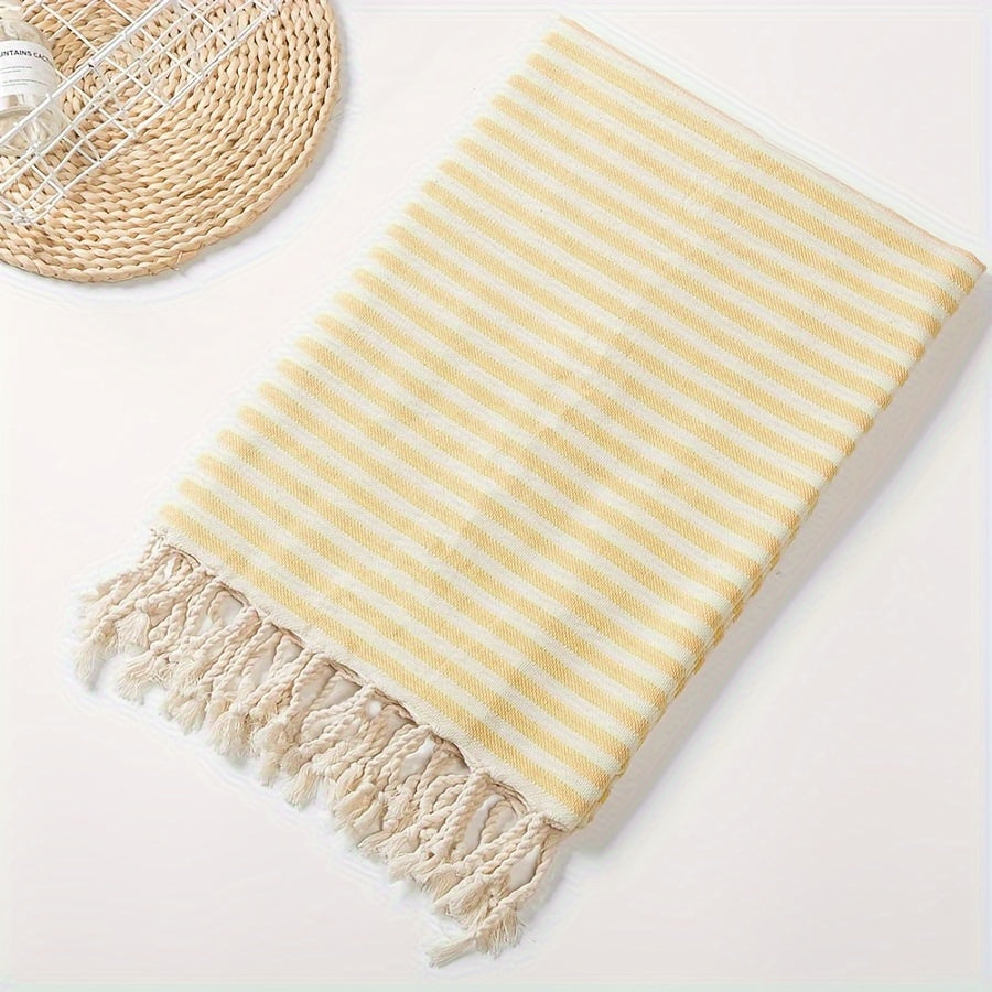 Extra Large Boho Striped Beach Towel with Fringes