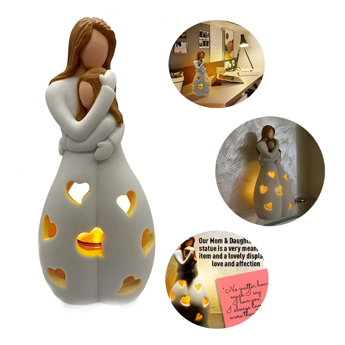 Mother Daughter Candle Holder - Embrace Glow Decorative Accent