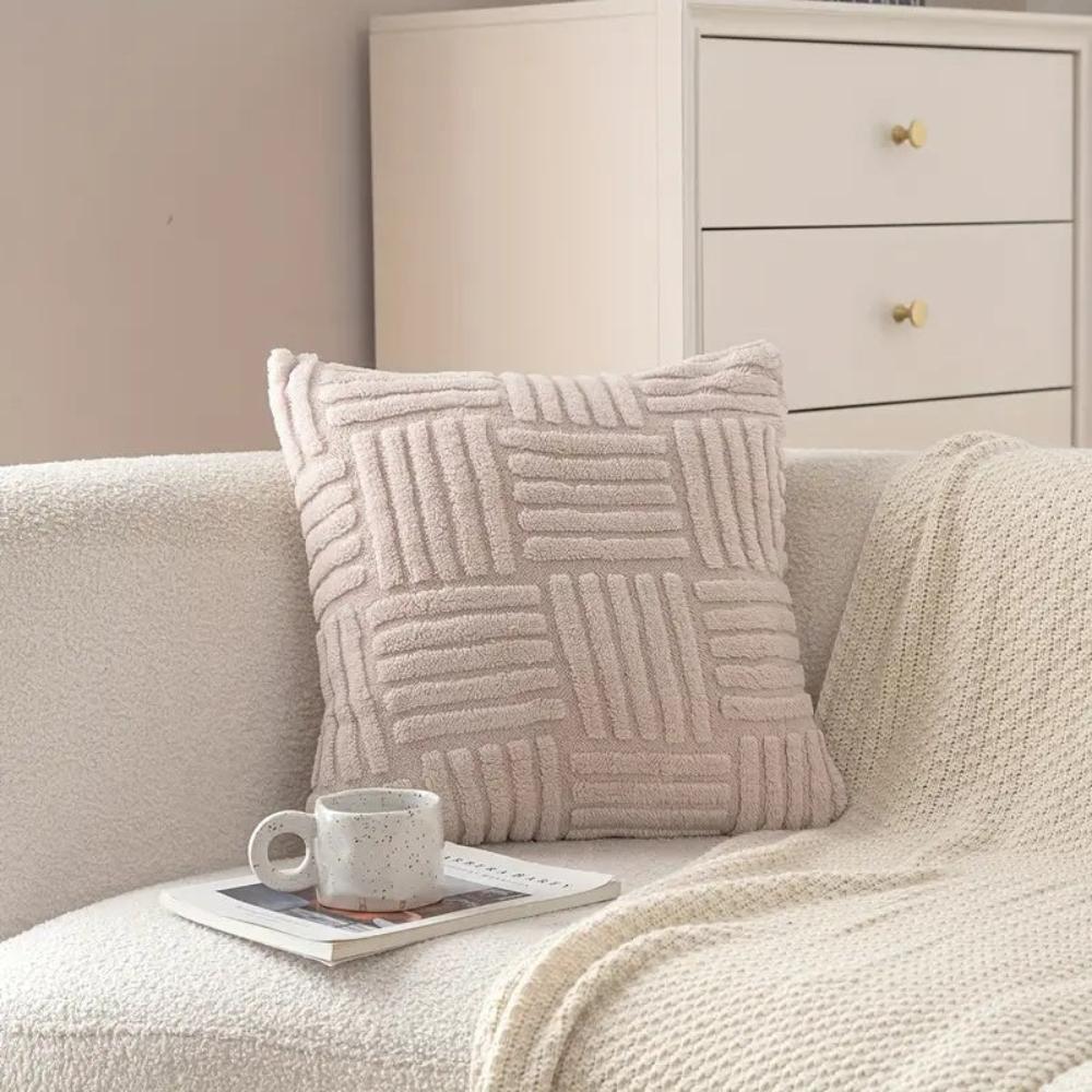 Plush Faux Fur Striped Cushion Cover