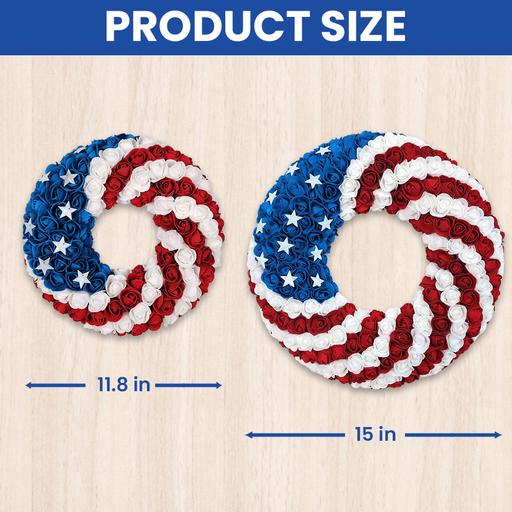 American Flag Rose Wreath for Patriotic Home Decor