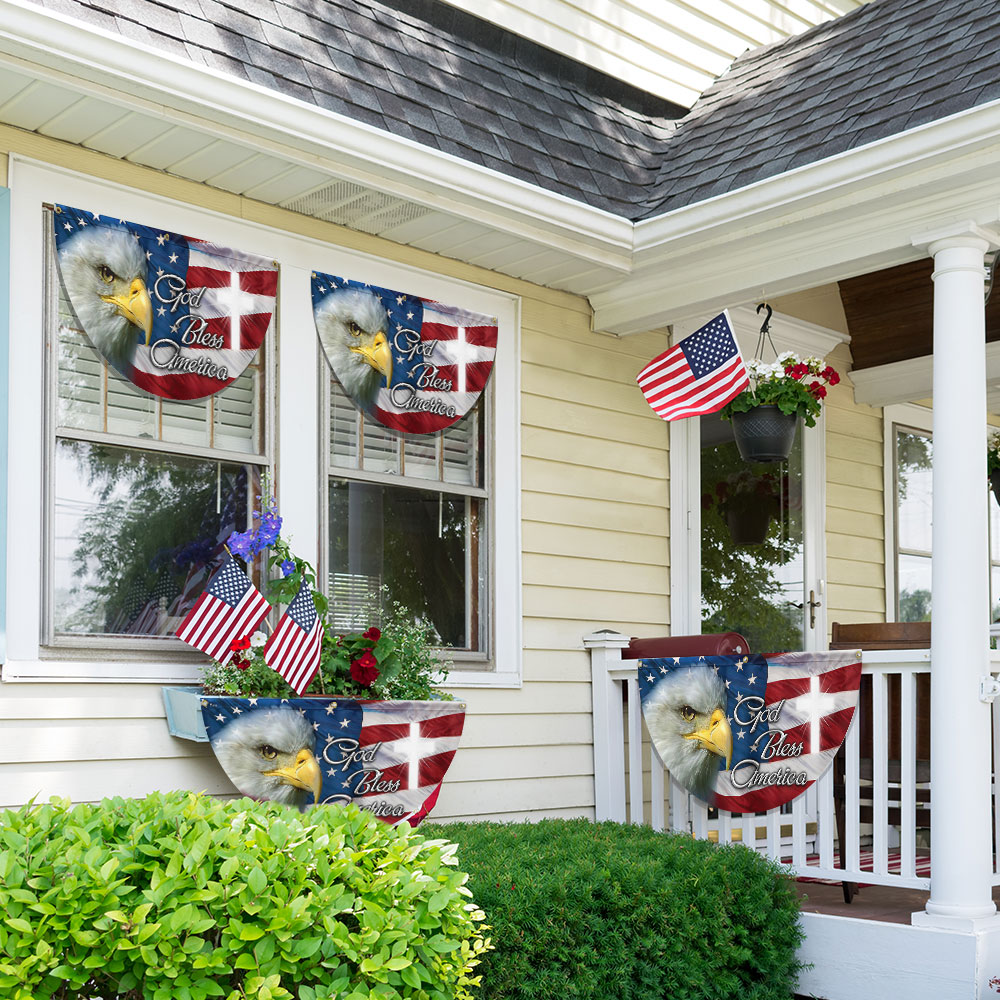Patriotic Eagle God Bless America Non-Pleated Fan Flag