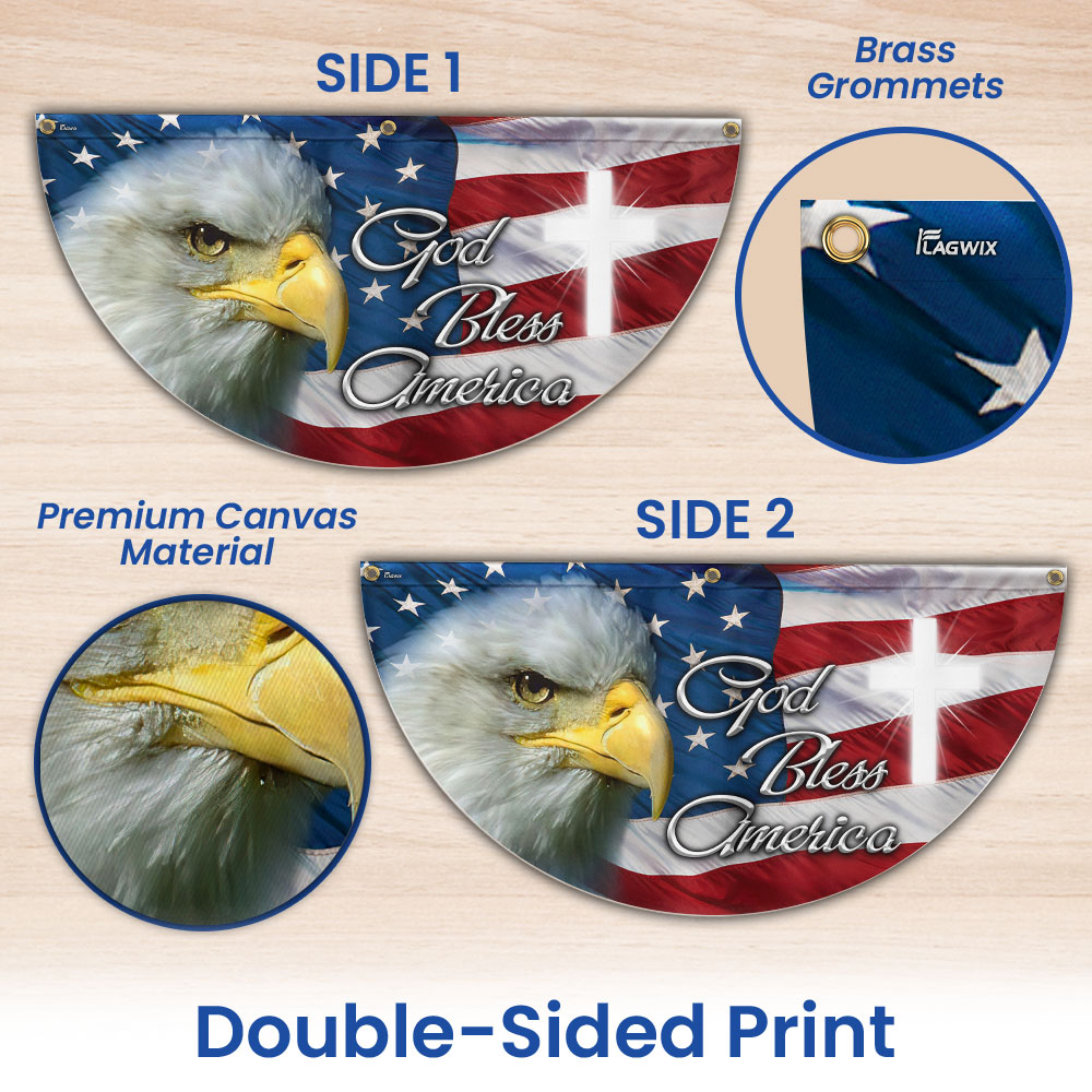 Patriotic Eagle God Bless America Non-Pleated Fan Flag