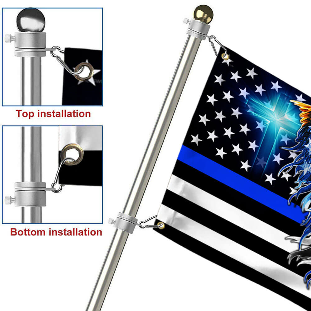 Thin Blue Line American Eagle Canvas Flag - Double-Sided, Custom Printed