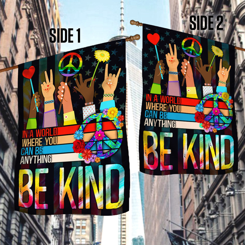 Be Kind Hippie Flag - Custom Double-Sided Canvas Decor