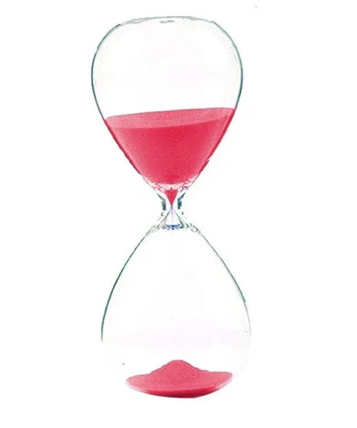 Clear Glass Hourglass with Wooden Stand - 5 Minute Timer