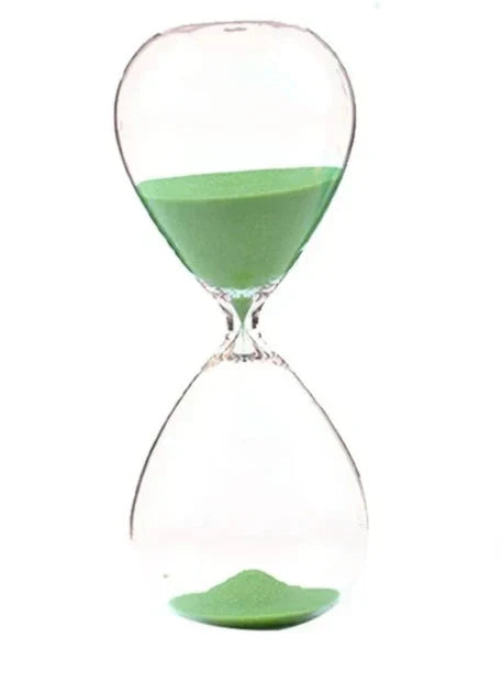 Clear Glass Hourglass with Wooden Stand - 5 Minute Timer