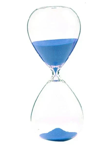 Clear Glass Hourglass with Wooden Stand - 5 Minute Timer
