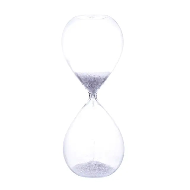 Clear Glass Hourglass with Wooden Stand - 5 Minute Timer