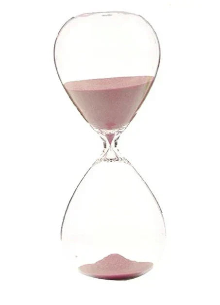 Clear Glass Hourglass with Wooden Stand - 5 Minute Timer