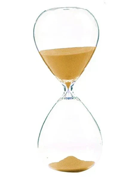 Clear Glass Hourglass with Wooden Stand - 5 Minute Timer