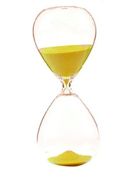 Clear Glass Hourglass with Wooden Stand - 5 Minute Timer