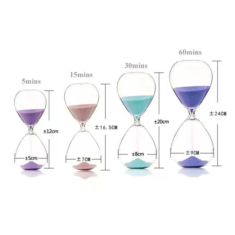 Clear Glass Hourglass with Wooden Stand - 5 Minute Timer