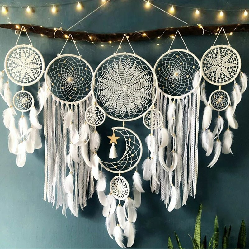Decorative Dreamcatcher Set - Cotton and Polyester, Beige, 5 Unique Designs
