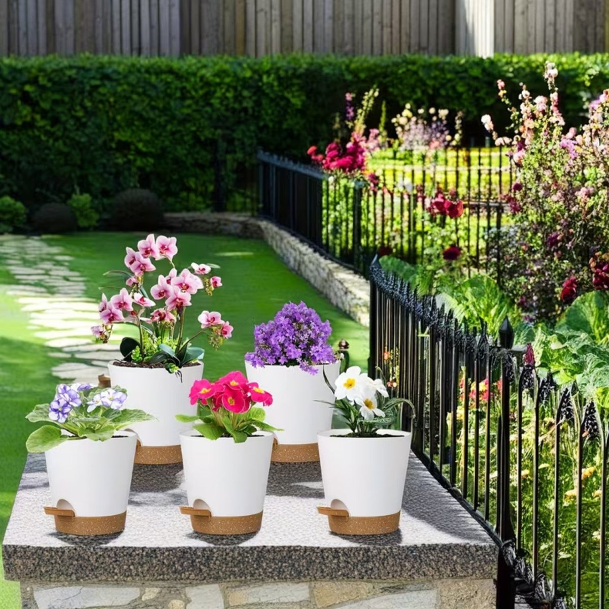 Self-Watering 5-Inch Flower Pots with Drainage