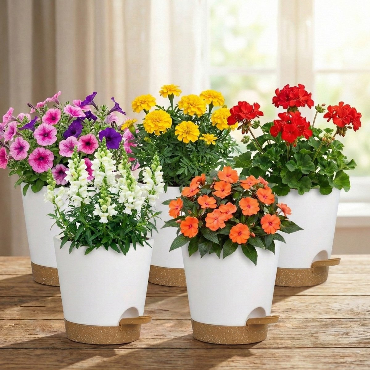 Self-Watering 5-Inch Flower Pots with Drainage