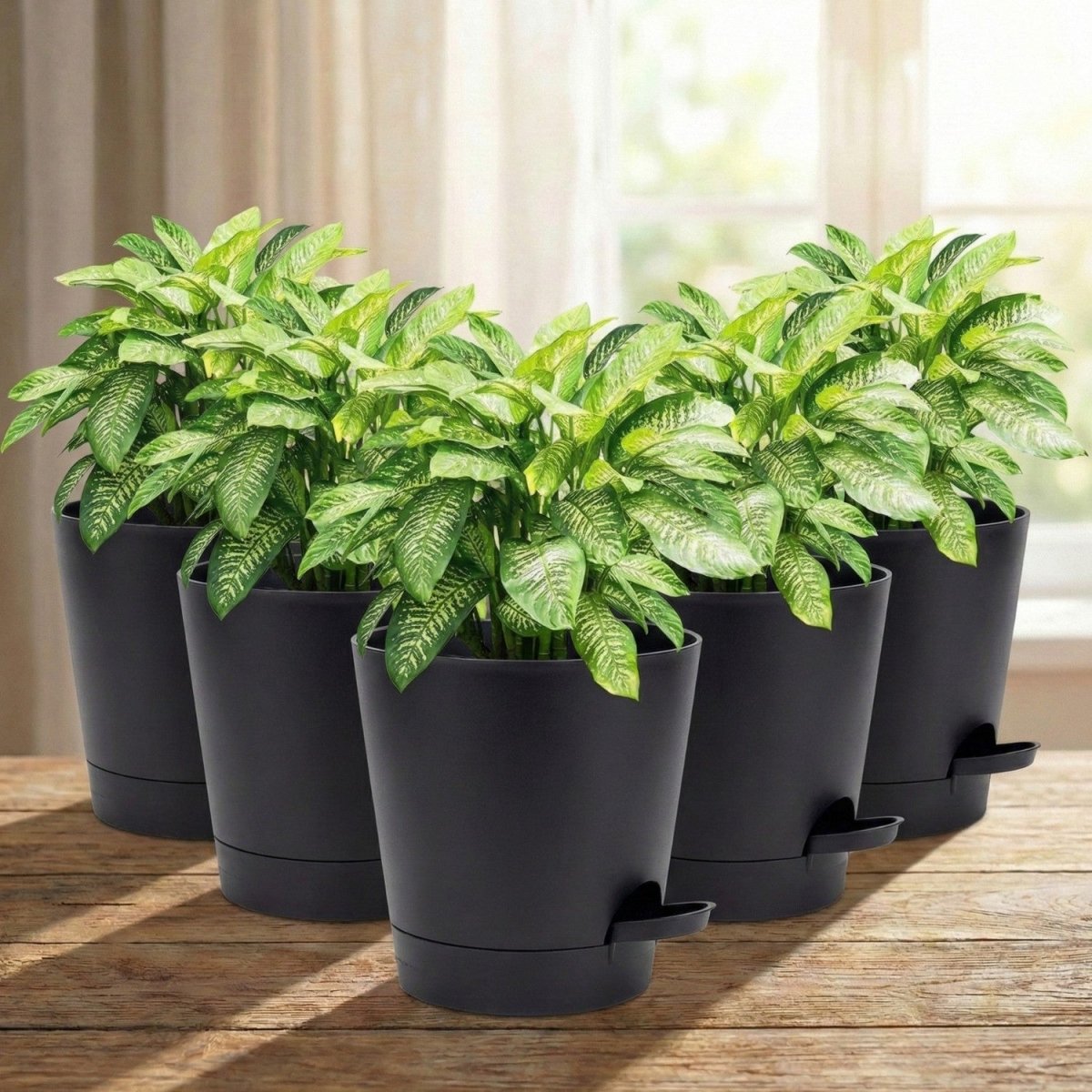 Self-Watering 5-Inch Flower Pots with Drainage