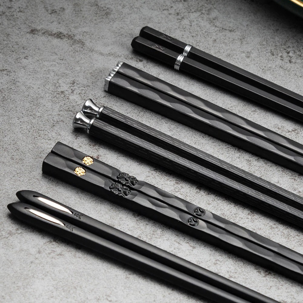 Luxe Alloy Chopstick Set with Elegant Design - 5 Pairs