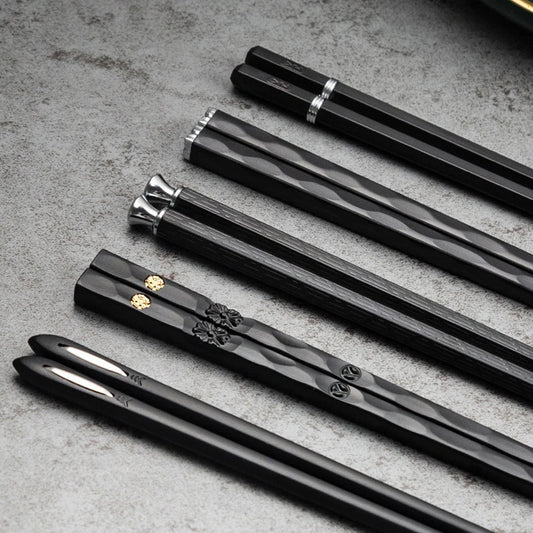 Luxe Alloy Chopstick Set with Elegant Design - 5 Pairs