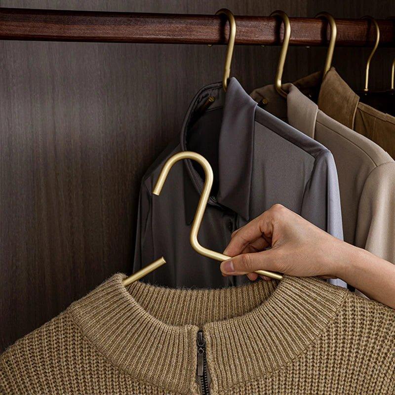 Matte Gold Metal Hangers - Set of 5 Elegant Wardrobe Organizers