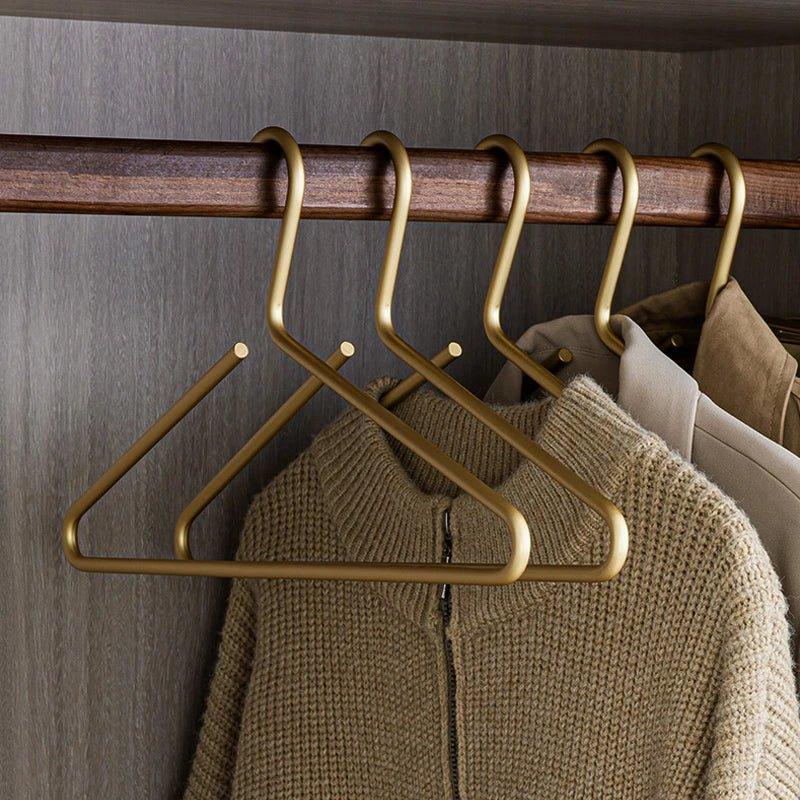 Matte Gold Metal Hangers - Set of 5 Elegant Wardrobe Organizers