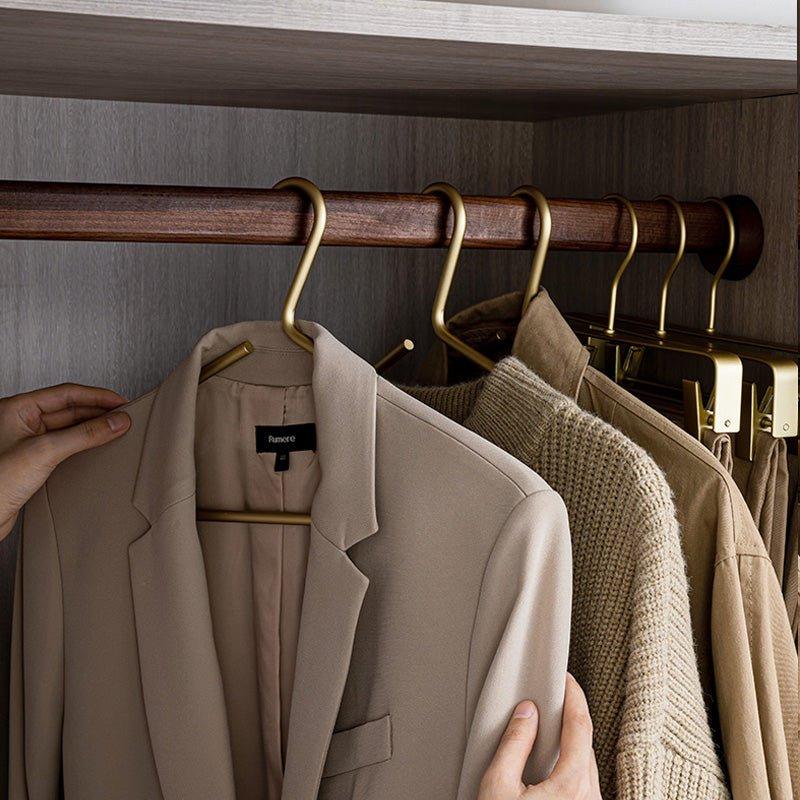 Matte Gold Metal Hangers - Set of 5 Elegant Wardrobe Organizers