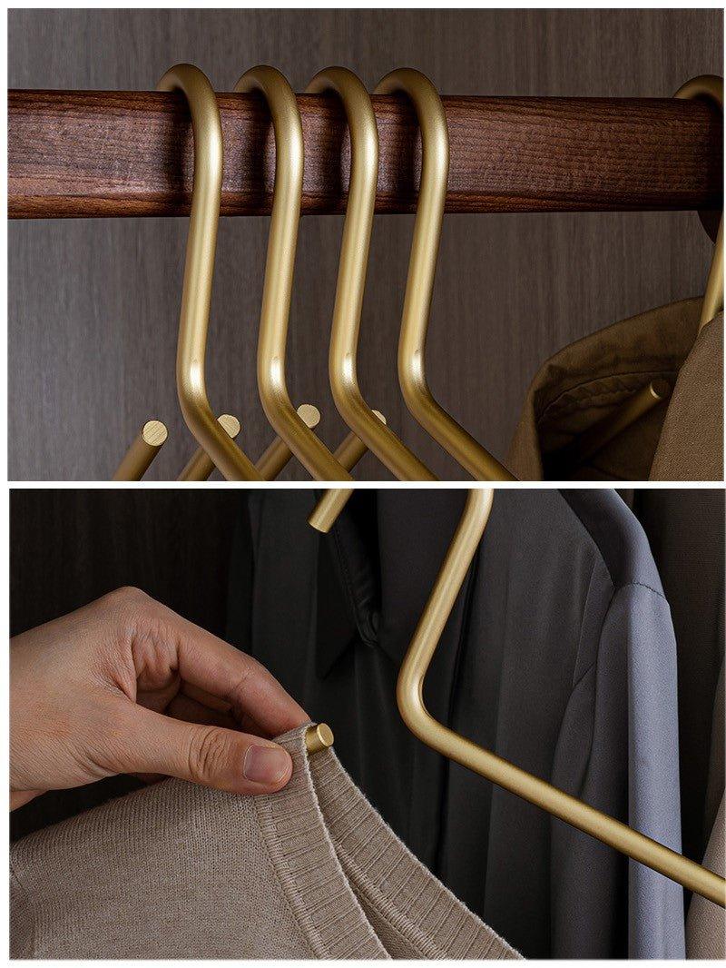 Matte Gold Metal Hangers - Set of 5 Elegant Wardrobe Organizers