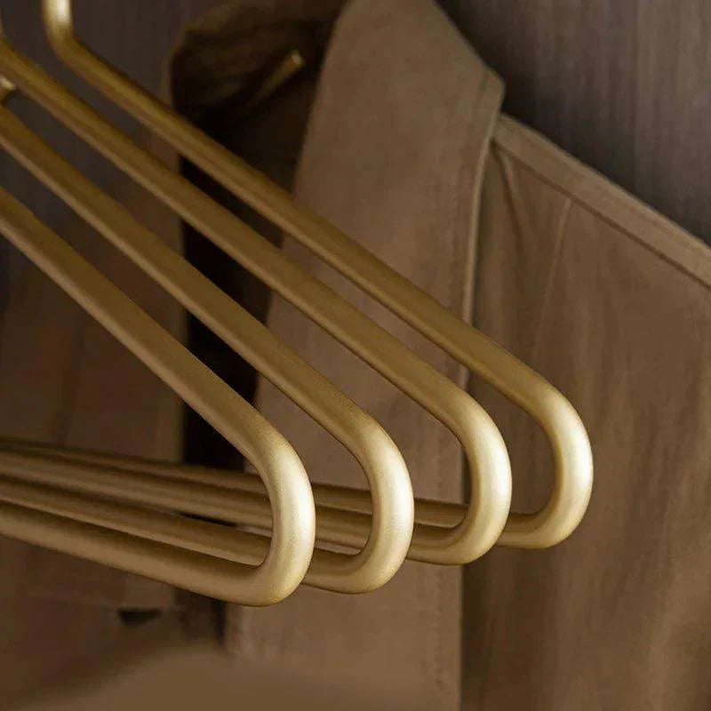 Matte Gold Metal Hangers - Set of 5 Elegant Wardrobe Organizers