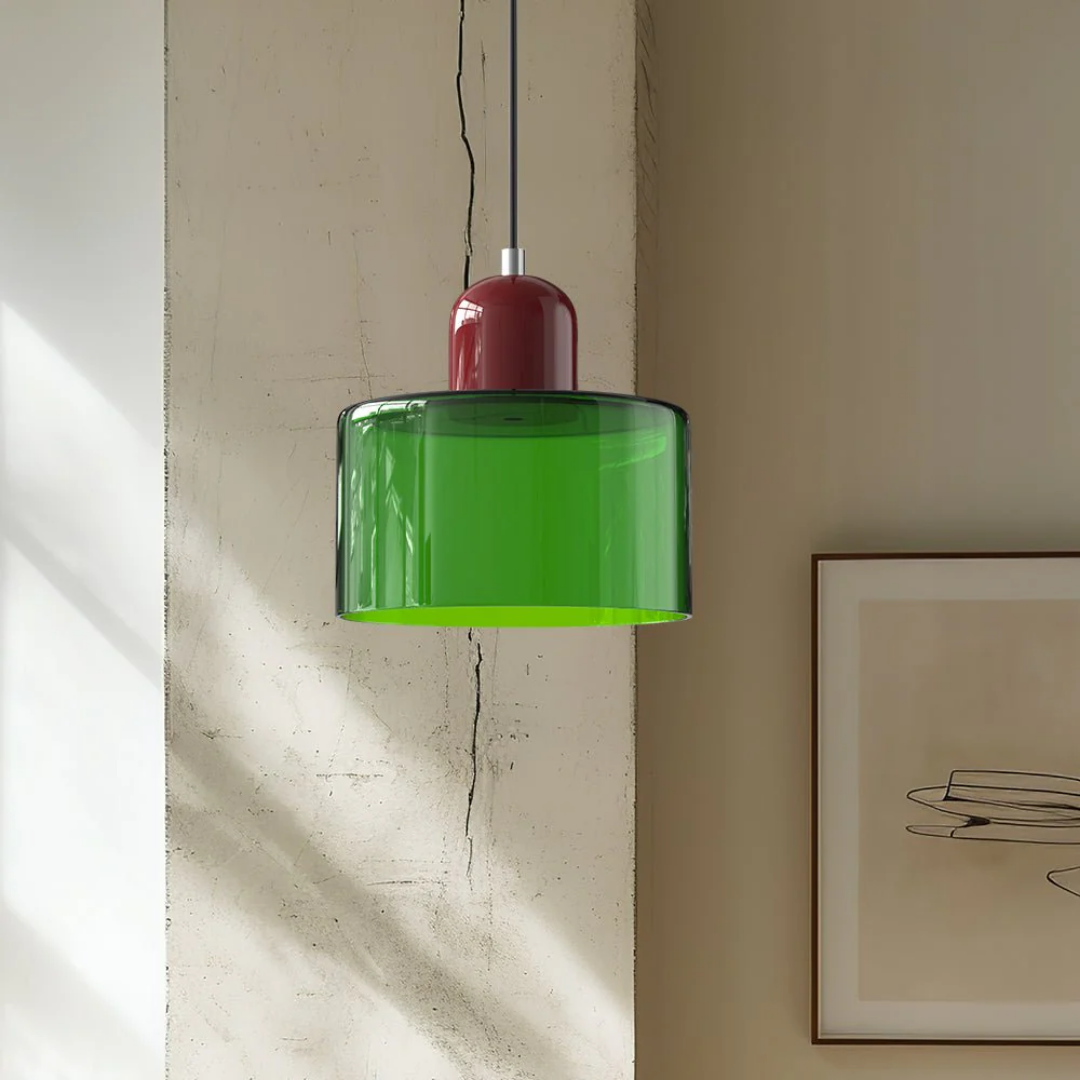 Retro Glass Shade Hanging Lamp with Adjustable Cable