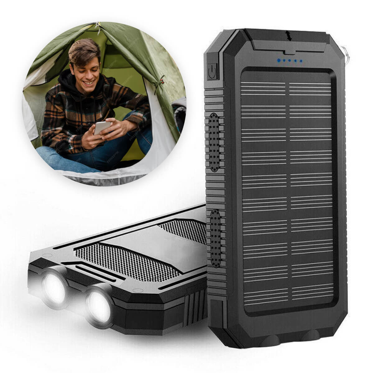Rugged Waterproof Solar Power Bank with Dual USB Ports