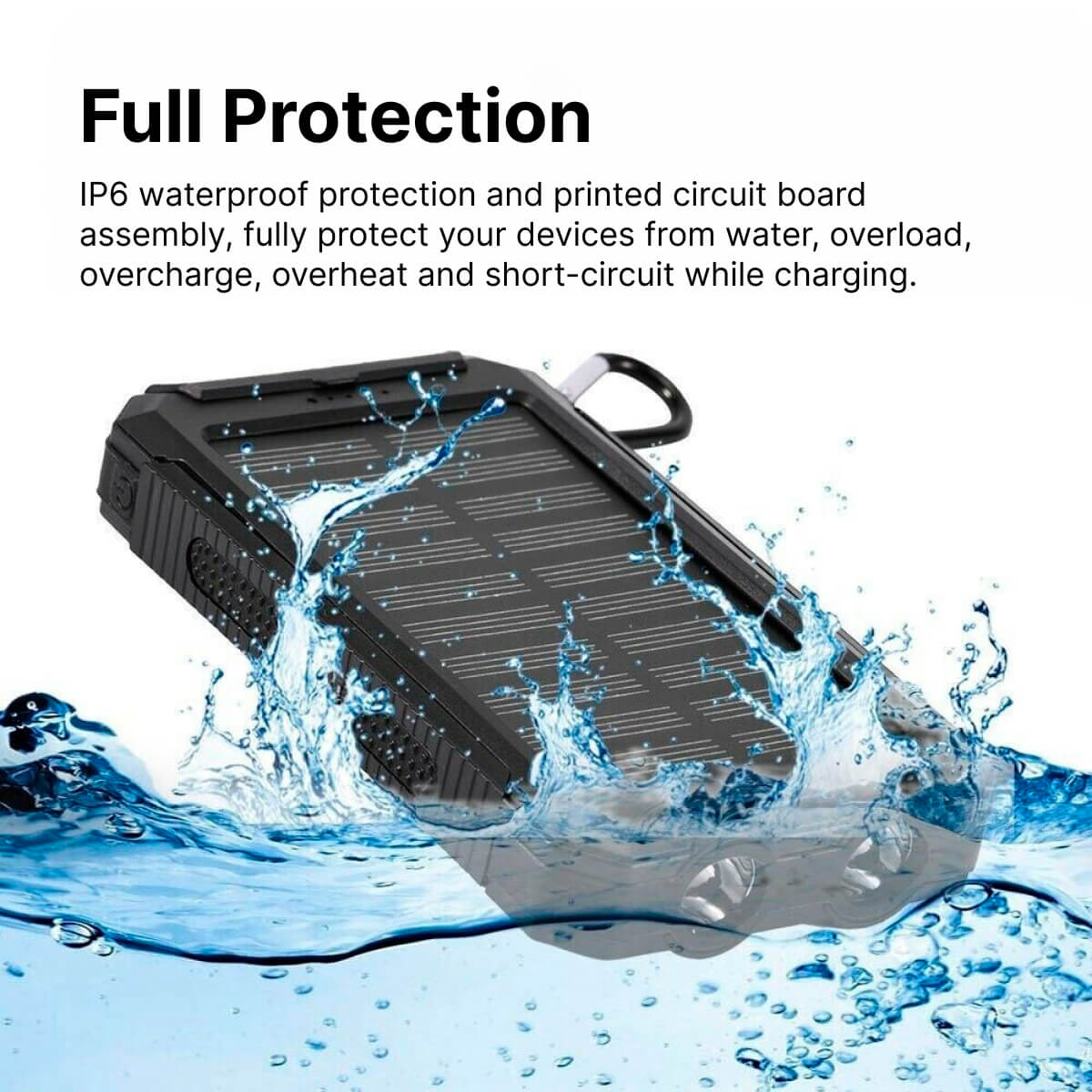 Rugged Waterproof Solar Power Bank with Dual USB Ports