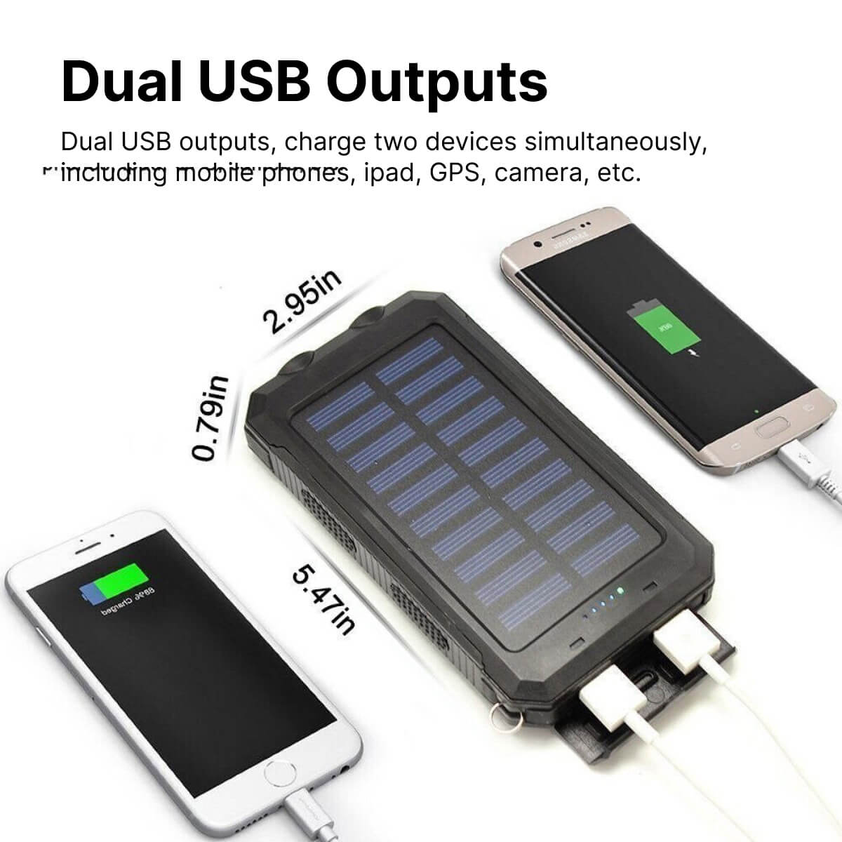 Rugged Waterproof Solar Power Bank with Dual USB Ports