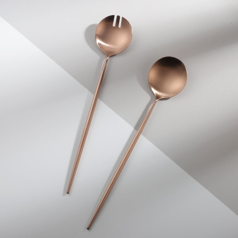 Rose Gold Stainless Steel Salad Serving Utensils Set