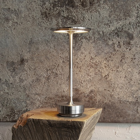Portable Cordless Metal Table Lamp with Adjustable Brightness