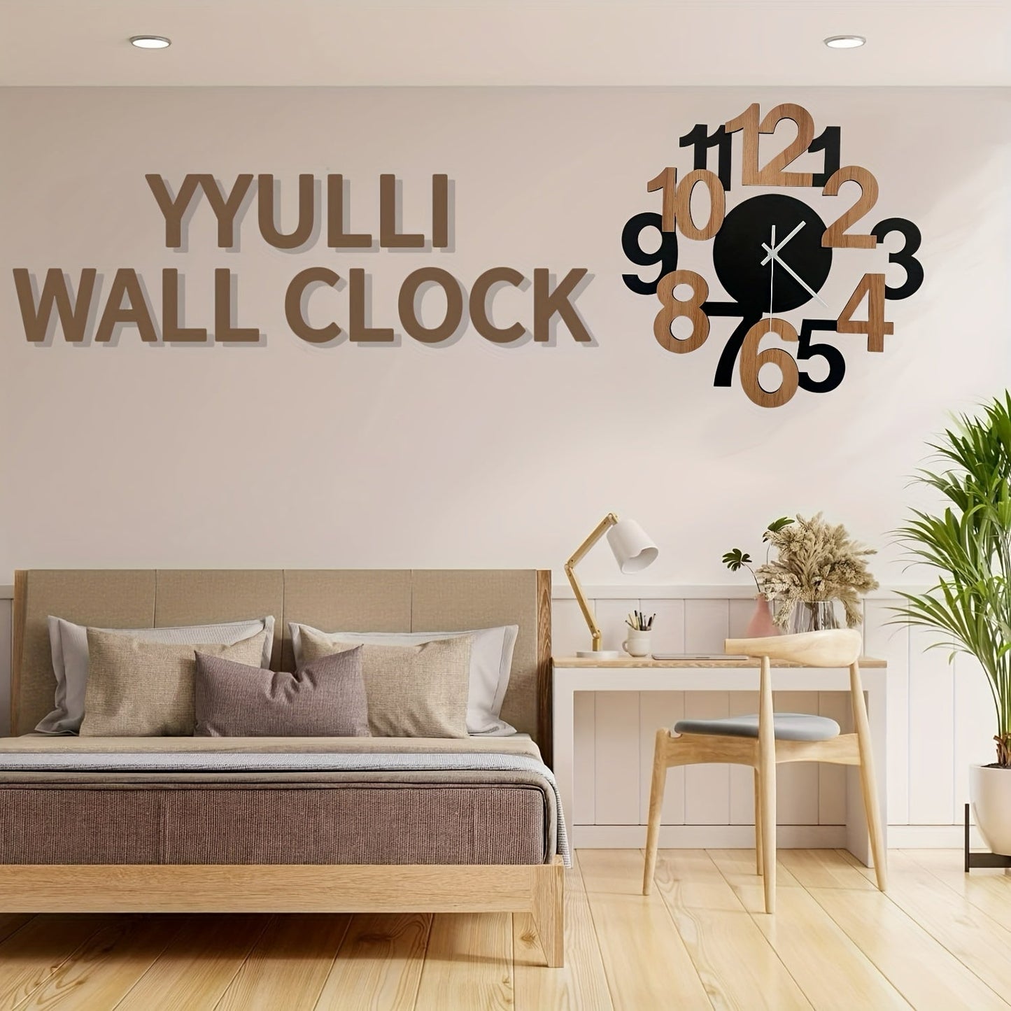 Asymmetrical Digital Wall Clock with Oversized Numbers