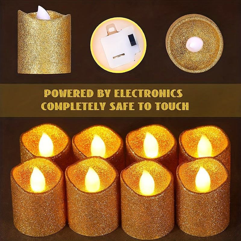 Glossy LED Flameless Candles with Glitter Finish