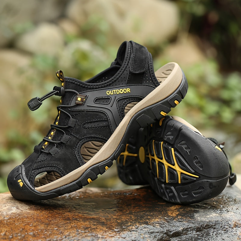 Men's Closed Toe Hiking Sandals with Non-Slip Rubber Sole