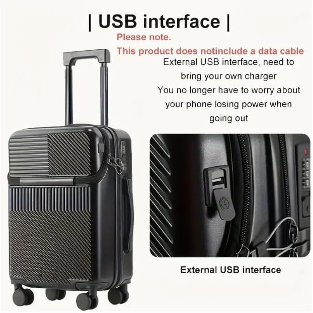 20-Inch Hard Shell Carry-On with Cup Holder, USB Port & TSA Lock