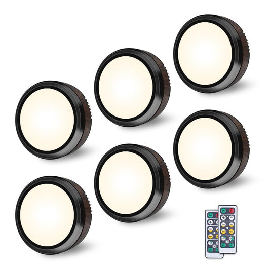 Dimmable Battery-Powered LED Puck Lights - 6 Pack Natural White