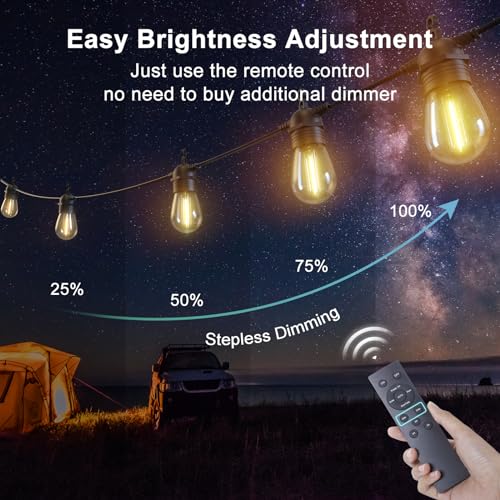 52FT Solar String Lights with Remote Control, Warm White LED, Waterproof