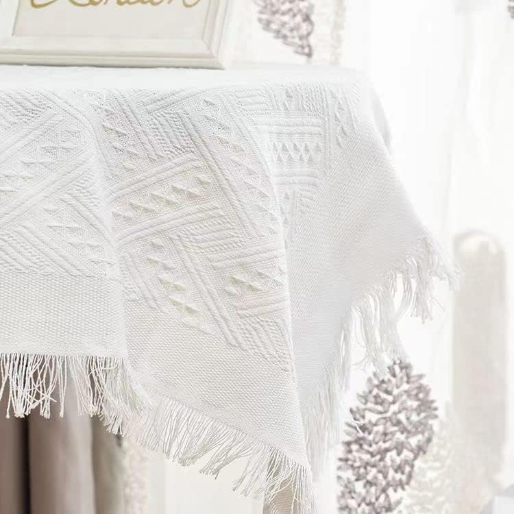 Knitted Lace Tablecloth in Soft Beige, Rectangular and Round Options