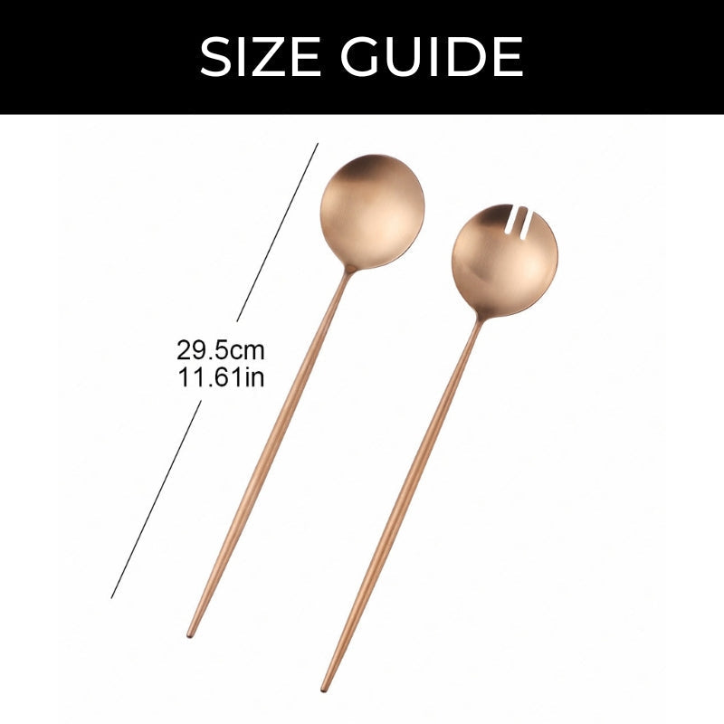 Rose Gold Stainless Steel Salad Serving Utensils Set