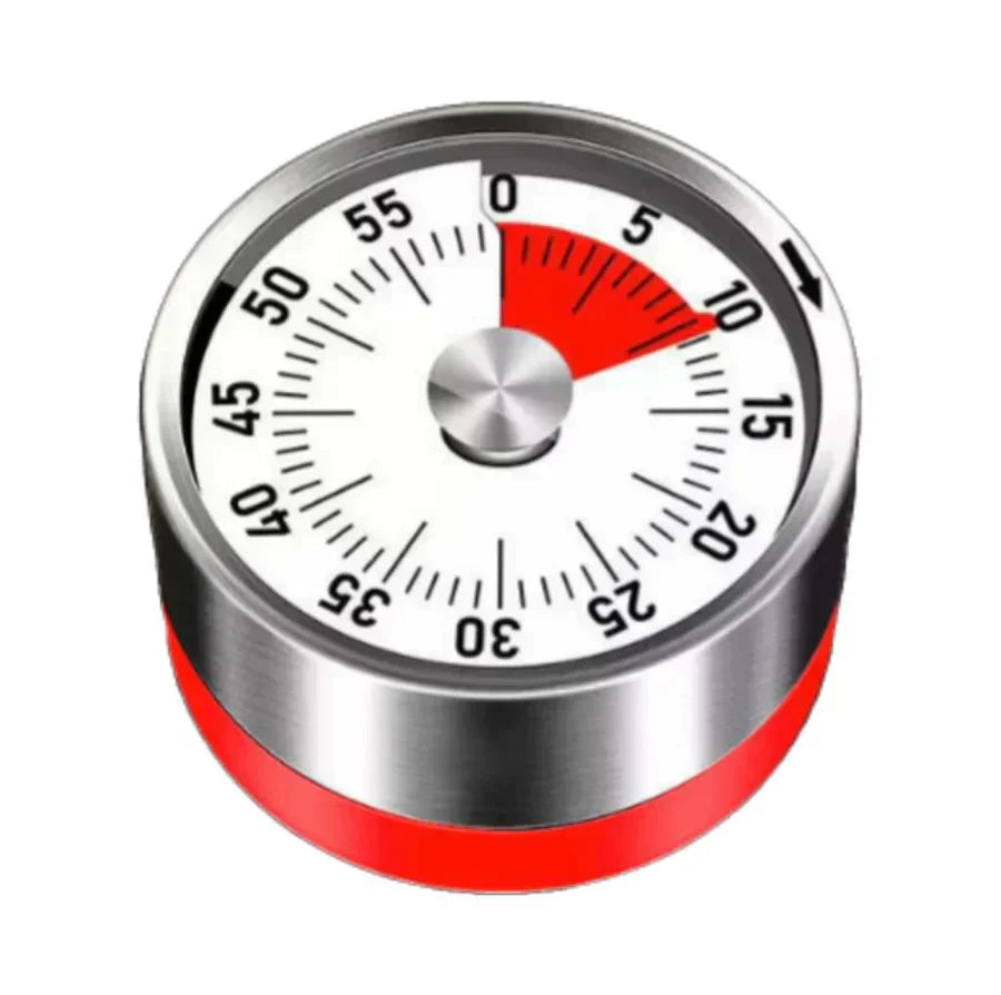 Stainless Steel Mechanical Kitchen Timer with Magnetic Base