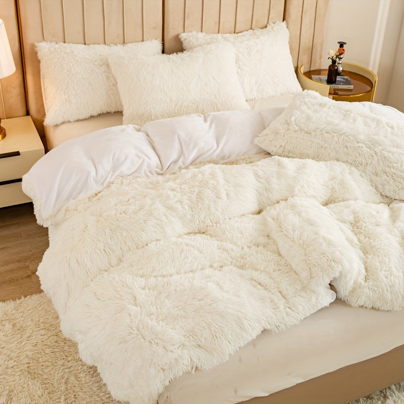 Ultra Soft Plush Duvet Cover Set with Zipper Closure