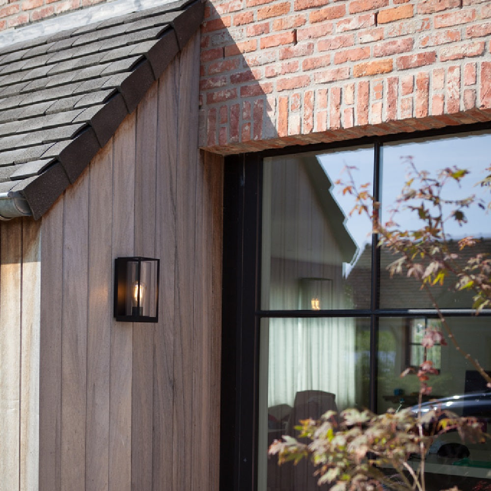 Matt Black Vintage Outdoor Flush Lantern Wall Light