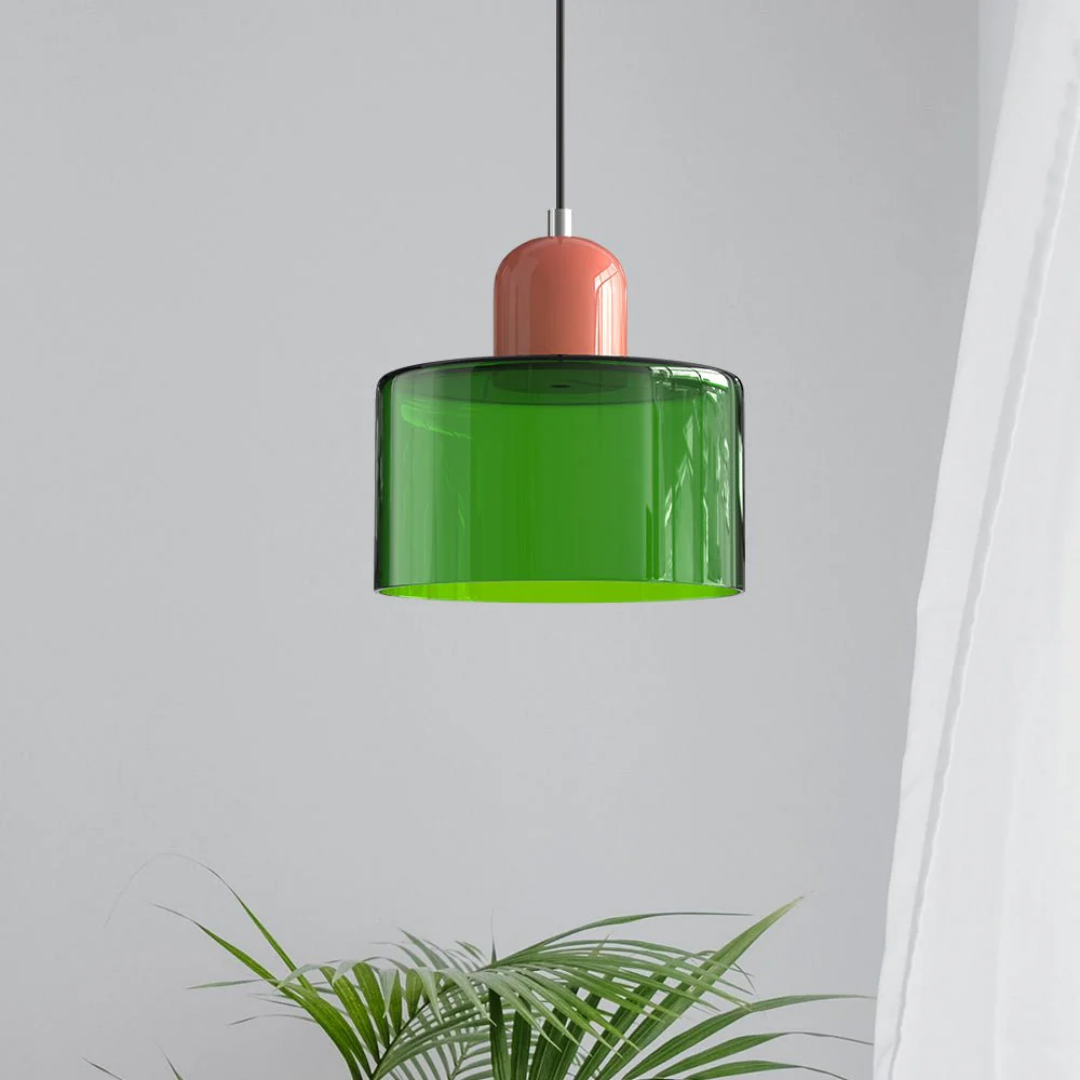 Retro Glass Shade Hanging Lamp with Adjustable Cable