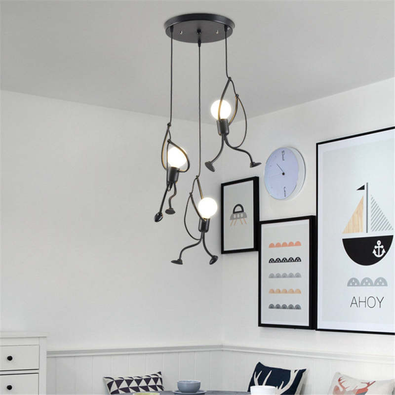 Retro Iron Man Pendant Light with Adjustable Length