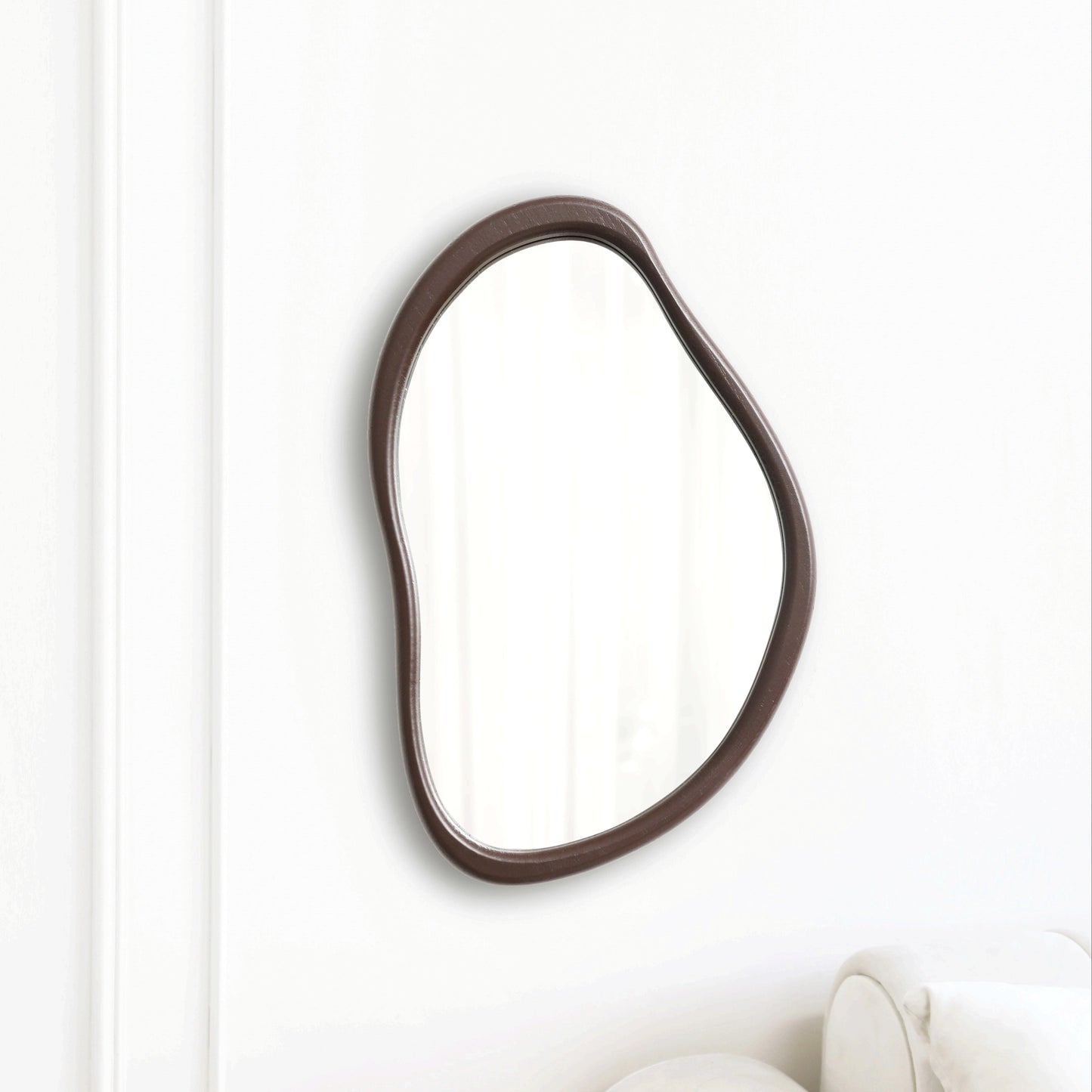 Vintage Irregular Wooden Wall Mirror 15.5 x 9.8 Inch