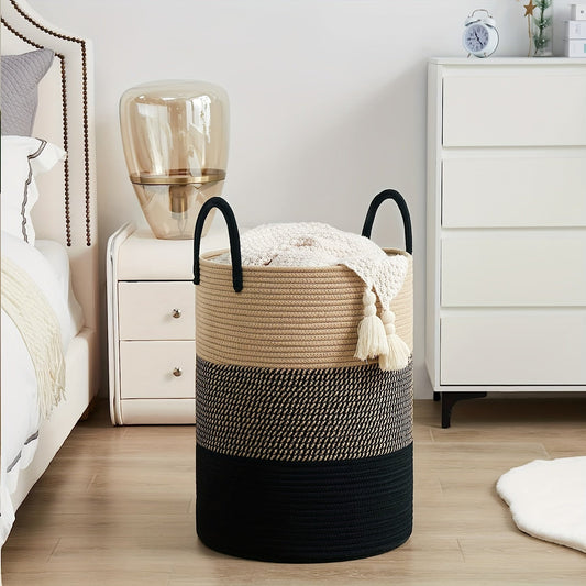 Extra-Large Cotton Rope Laundry Hamper Basket with Handles